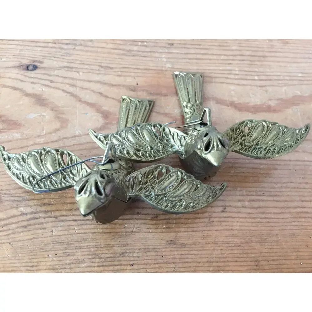 Vintage Pair Max Eckardt Italy Gold Plastic Filigree Birds Christmas Ornaments